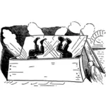 Image vectorielle des garçons tombé dans une boîte en bois